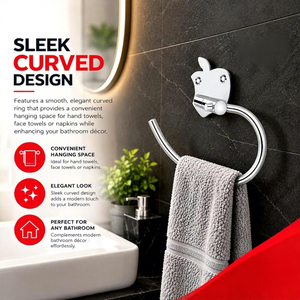 Porte-serviettes mural moderne avec design pomme pour salle de bain - Product Image 4