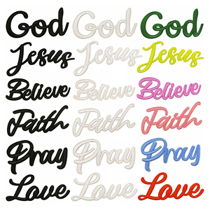 Parches Bordados Termoadhesivos con Frases de Cristo: Fe, Confianza, Oración, Amor, Jesús - Product Image 1