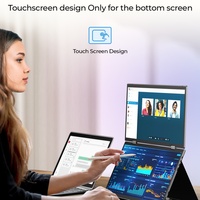2K QKD Dual Views 14 ''15.6'' Moniteur externe pour ordinateur portable Design pliable à 360 degrés Multi-touch Aluminium Business Editing USB Nouveau