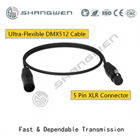 Câble DMX512 professionnel IP65 extérieur 5 broches XLR mâle vers femelle avec harnais fini, contacts en alliage de cuivre plaqués or
