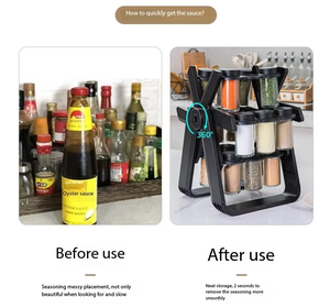 Portaspezie Girevole Multifunzionale MIXWARES con Bottiglie in Vetro per Condimenti, Contenitore Sostenibile per Cucina, Capacità 18 Bottiglie - Product Image 3