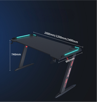 Bureau d'ordinateur pour la maison, bureau réglable en hauteur, table de jeu, table PC avec éclairage RVB, table de jeu avec lumière