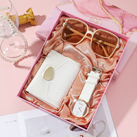 Set de Regalo para Mujer con Caja de Regalo, Cartera, Gafas de Sol, Reloj Ultra Quartz, Correa de Cuero Sintético y Acero Inoxidable, Perfecto para Compras y Viajes