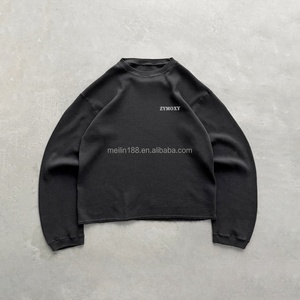 Custom Oversized Thermal Long Sleeve <b>Shirt</b> Men Streetwear Blank Plain High Quality Cotton Heavyweight <b>Waffle</b> Knit Long Sleeve - Product Image 4