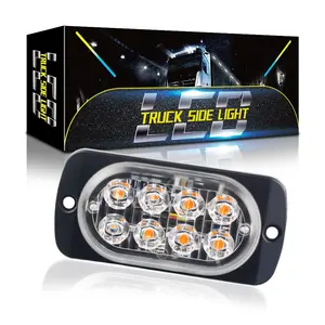 Dxz acessórios para automóveis, 12v-24v, 8led, 24w, para carro, motocicleta, caminhão, aviso de emergência, flash led, luz estroboscópica