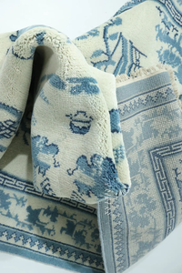 พรมออชัคทำมือสไตล์วินเทจ ผสมขนสัตว์และฝ้าย สีพื้น ไม่ลื่น ซักได้ เหมาะสำหรับห้องนั่งเล่น ห้องนอน ห้องรับประทานอาหาร และโรงแรม - Product Image 5