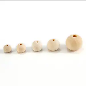 Wholesale 6mm 8mm 10mm 20mm 30mm 40mm 50mm Wooden Teething beads natural color round lotus wood bead Assorted size in bulk