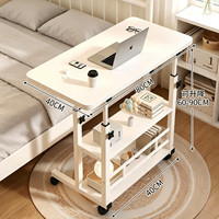 Table de lit d'hôpital réglable en hauteur avec roulettes, table mobile pour ordinateur portable 80x40cm, bureau sur lit
