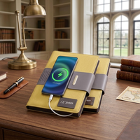 Ensemble cadeau d'entreprise personnalisé avec logo, batterie externe 8000 mAh avec câble intégré, carnet en cuir PU