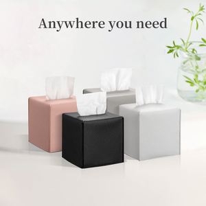 Moderna Funda de Cuero Rosa para Caja de Pañuelos, Organizador Cuadrado con Soporte en Forma de Coche para Almacenamiento Decorativo en el Hogar - Product Image 6