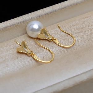 Boucles d'oreilles en argent Wenchi S925, grande version coréenne, 9-10 perles, plateau plaqué or, accessoires de bijoux DIY, Chine 15969 - Product Image 2