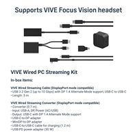 Kit de streaming filaire HTC VIVE pour casque VR Focus Vision - Compatible mode DisplayPort, emballage inclus, fabriqué en Chine continentale