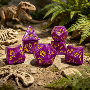 Juego de Dados Poliédricos de Acrílico Multicolor D4-D20 para Juegos de Rol Dungeons & Dragons, Diseño de Dinosaurios, Venta al Por Mayor - Product Image 5