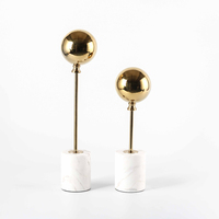 Figurine de boule en métal de style Art déco européen, ballon simple en marbre, décoration de luxe pour la maison, anniversaire, créatif, luxe léger