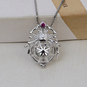 Pendentif araignée style pop en argent S925 avec plateau vide pour 8-10 perles, accessoires de bijoux DIY, plaqué or 2733 - Product Image 2