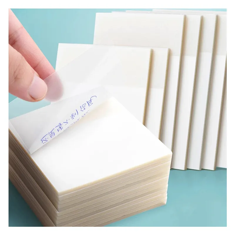 50 hojas de notas adhesivas transparentes impermeables para estudiantes, etiqueta de mensaje larga creativa y bonita