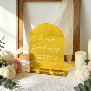 Letrero de Bienvenida Dorado de Acrílico para Boda, Letrero Curvo Creativo de Agradecimiento, Letrero Recordatorio para Tarjetas de Regalo, Pieza Decorativa para Banquete - Product Image 1