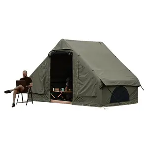 充气帐篷绿色定制户外野营便携式小屋棉织物防雨