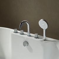 Baignoire autoportante moderne en acrylique blanche avec fonction de massage et de remous, ovale, pour intérieur, avec robinet