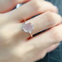 Nouveau design 925 argent Sterling naturel Rose Quartz Pinky bague de fiançailles personnalisée bijoux uniques pour les femmes