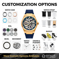 Montre mécanique tourbillon personnalisée de luxe pour homme CRONUSART, boîtier en titane or rose avec bracelet en caoutchouc bleu, édition limitée
