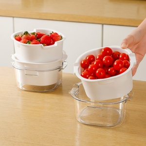 <b>Plastic</b> Kitchen <b>Colander</b> Bowl Set Food Strainer Fruit Veggies Mini Washing Basket Double-Layer Drain Basin and Basket - Product Image 1