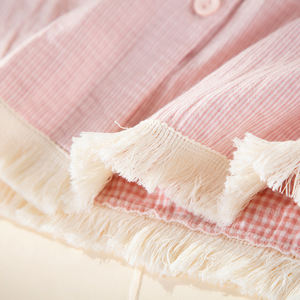 Nouvel Arrivage – Ensemble Pyjama Femme 100 % Coton Doux et Confortable en Gaze Tissée Colorée avec Franges – Collection Printemps/Été - Product Image 6