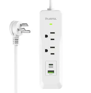 13A 125V PD30W Flat Plug Power Socket Home Office 2 Way Outlet Power Strip With USB Ports