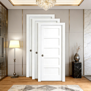 Puerta Interior de Madera Precolgada, Estilo Americano, Núcleo Sólido, Color Blanco Shaker, Insonorizada, para Hotel - Product Image 1