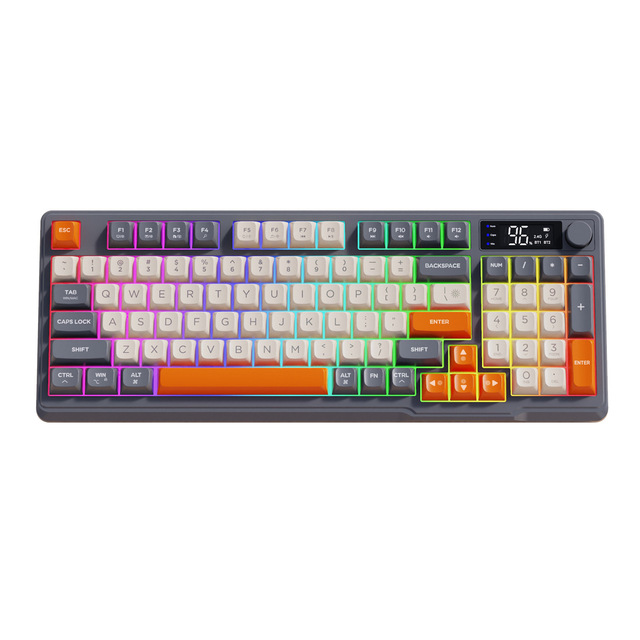Wireless Blue Tooth Dual Mode Mechanical Feel Keyboard PBT Ball Keycap with Display Screen Knob Gaming Keyboard