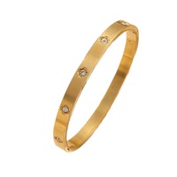 Bracelet de luxe pour femme en acier inoxydable, étanche, inaltérable, plaqué or 18 carats, avec diamants brillants, vente en gros d'usine transfrontalière