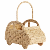 Panier cadeau en rotin en forme de voiture avec poignée, écologique, durable, multifonctionnel, personnalisable avec logo, pour fêtes d'anniversaire d'enfants, cadeaux pour bébés
