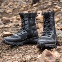 Bottes tactiques en cuir, respirantes, avec fermeture éclair, pour la randonnée, l'entraînement en plein air, chaussures d'été