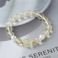 Réduire la pression, bijoux en cristal naturel, pierre de guérison, boule de charme, colonne de cristal de citrine, perle de cristal de quartz clair, bracelet pour femmes