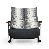 Fauteuil à bascule moderne en tissu, motif zèbre imprimé, coussin en métal, fauteuil d'appoint de loisirs pour balcon et salon