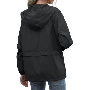 Impermeable Ligero para Mujer, Chaqueta Cortavientos con Capucha y Bolsillos, de Poliéster, para Senderismo y Viajes al Aire Libre - Product Image 3