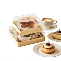 Boîte à emporter carrée de 6 pouces pour cheesecake basque, en papier sulfurisé, personnalisable, avec couvercle transparent, pour emballage de gâteaux/desserts légers
