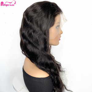 Parrucca Frontale in Pizzo 13x4 13x6, Chiusura 4x4 5x5 6x6 7x7, <span class=keywords><strong>Capelli</strong></span> Umani Brasiliani Remy Ondulati, Nero Naturale, Trasparente per Cappuccio Elastico - Product Image 2
