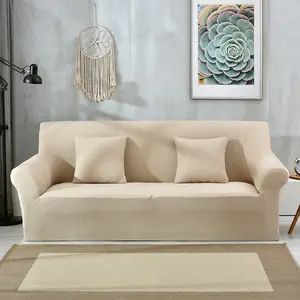 Solid Color Simple Style One Seat Woven Waterproof Elastic Sofa Cover Home Decoration Sofa Cover Universal