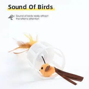 New Bird Cage Design Interactive Removable Feather Pet Toy Electric Sound Cat Toy With Bird Calls
