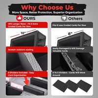 Boîte de rangement pour cartes en aluminium + boîte de rangement pour cartes gradées Slab/SPA (4 rangées) ; pour cartes de baseball, de football, de TCG, de MTG