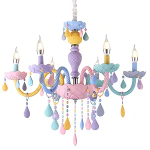 马卡龙水晶吊灯儿童房创意幻想吊灯女孩公主欧式蜡烛吊灯