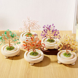 Venta al por mayor de Chips de cristal curativo natural, botella de deseo de piedra, árbol de dinero de cristal, artesanía de cristal, decoración de escritorio, adorno de paisaje - Product Image 4