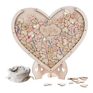 Fournisseur de mariage Bas quantité minimale de commande Rustique <span class=keywords><strong>Coeur</strong></span> Drop Top Bois Livre d'or Cadre alternatif Autres décorations de fête de mariage - Product Image 2
