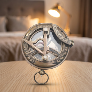 Brújula Redonda de Latón Antiguo con Reloj Solar, Metal Pulido, Decoración para el Hogar, Artefacto Coleccionable - Product Image 1