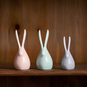 Figura de conejo de cerámica para té, mini portalápices, estilo fresco y lindo para decoración del hogar o sala de té - Product Image 2