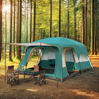 Tente de camping de luxe Wind Valley pour 8 à 10 personnes, quatre saisons, deux chambres, glamping, 210D Oxford, poteaux en acier et fibre de verre, imperméable