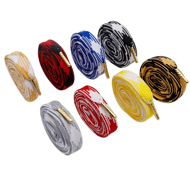 Weiou New Design Silver Metal Head Polyester Flat Fat Shoelaces Metal Head Toe Wide Shoelaces For Air And Yezyss Shoes