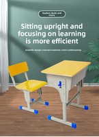 Ensemble bureau et chaise en bois contreplaqué réglable en hauteur, mobilier d'étude pour enfants, étudiants secondaires et universitaires