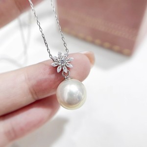 31371 Accesorios de Perlas DIY, Colgante de Plata S925 con Cuentas Redondas de 9-15 mm, Soporte Vacío para Colgante de Collar con Diseño de Copo de Nieve - Product Image 1